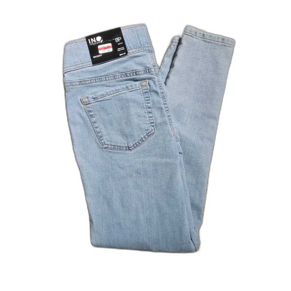 INC Pull On Light Blue Skinny Straight Jeans Size 8 Petite